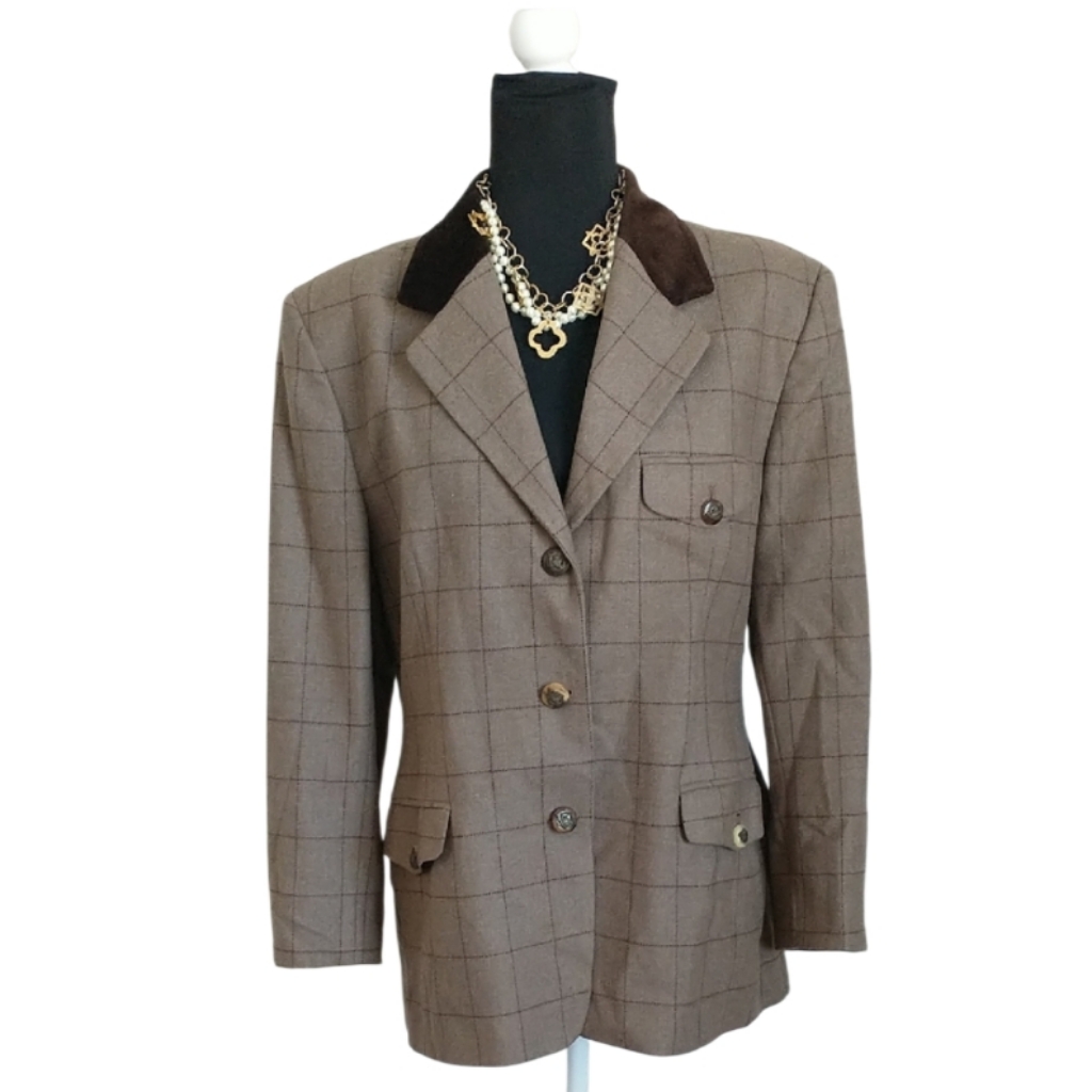Ralph Lauren Brown Checkered Blazer With Dark Accents